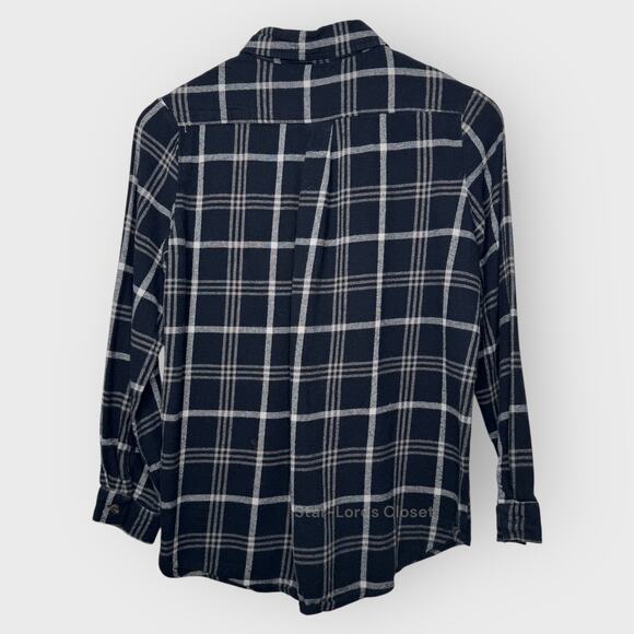 Brandy Melville Plaid Shirt | Black Grey White Long Sleeve Skater Soft Girl - Picture 5 of 5